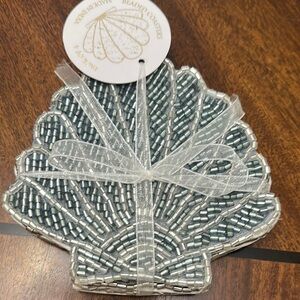 Made in India Set of 4 beaded shell coasters